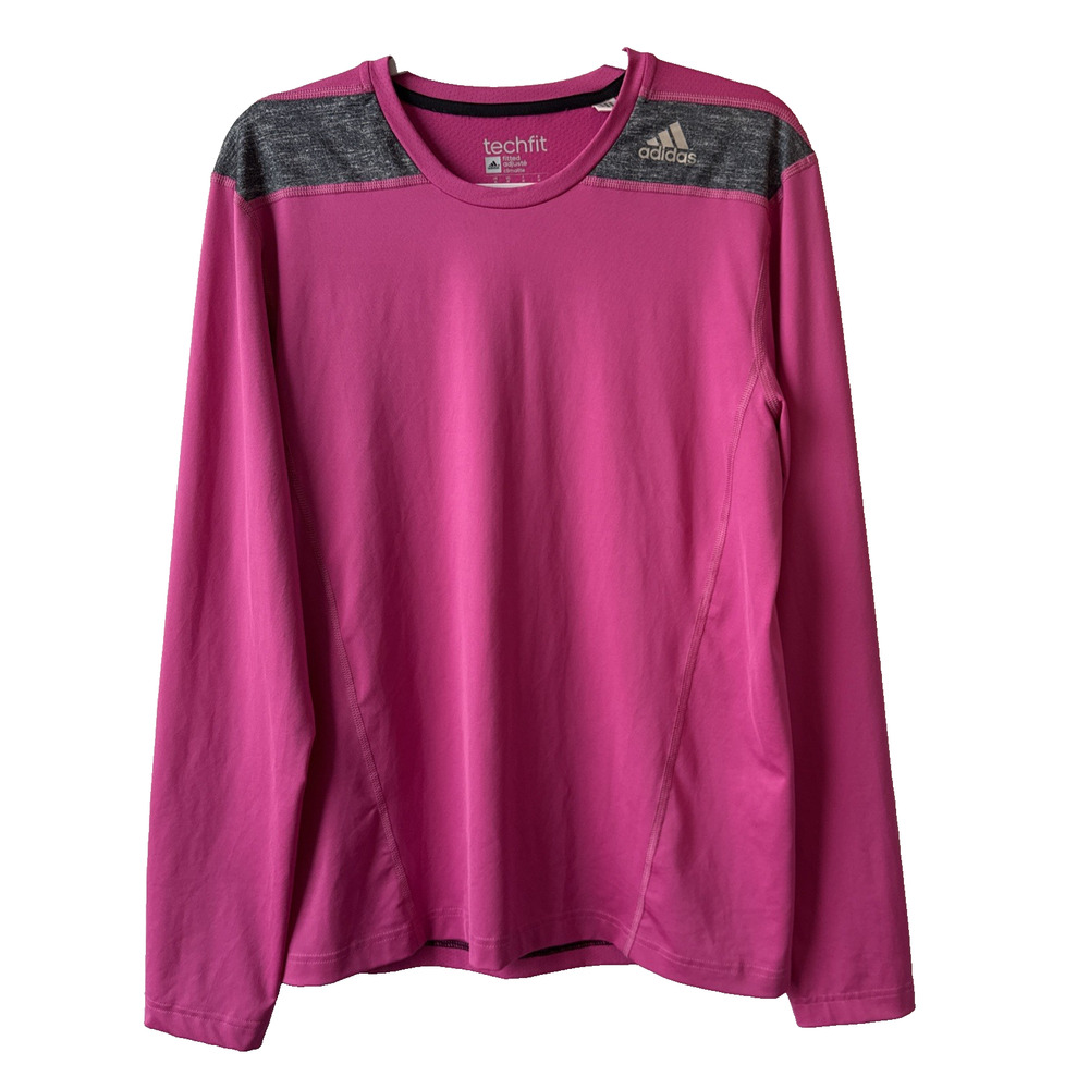 Adidas Techfit Climalite Women’s M Athletic Fitted Long Sleeve Pink Shirt Hiking